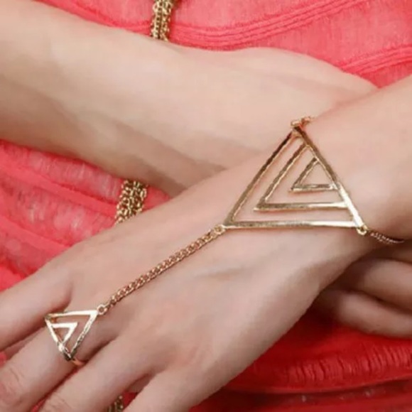 Jewelry - Triangle harness ring bracelet gold boho Coachella
